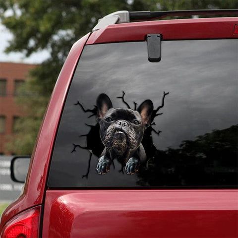 French Bulldog Crack Car Sticker, Toilet Sticker, Fridge Sticker (6)