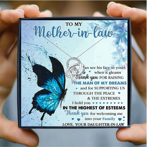 Mother In Law Heart Mothers Day Necklace Mom Jewelry Gift Card For Her, Mom, Grandma, Wife HT