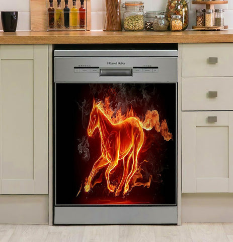 Fire Horse Decor Kitchen Dishwasher Cover