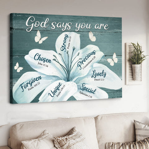 White Lily Flowers God Says You Are Jesus Painting Canvas Prints Wall Art Jesus Gift HT