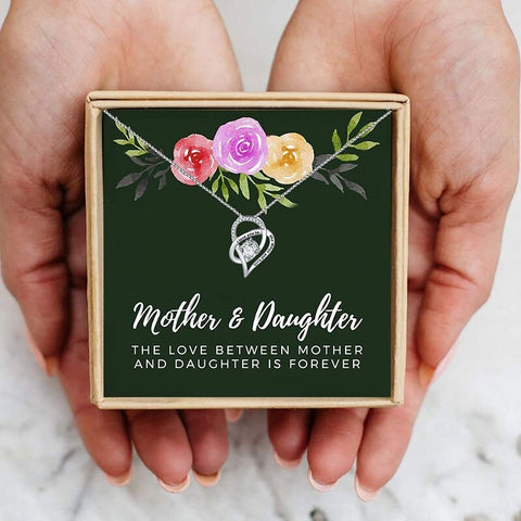 Mother & Daughter Heart Mothers Day Necklace Mom Jewelry Gift Card For Her, Mom, Grandma, Wife HT