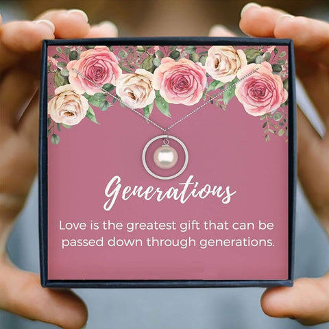 Generations Pearl Mothers Day Necklace Mom Jewelry Gift Card For Her, Mom, Grandma, Wife HT