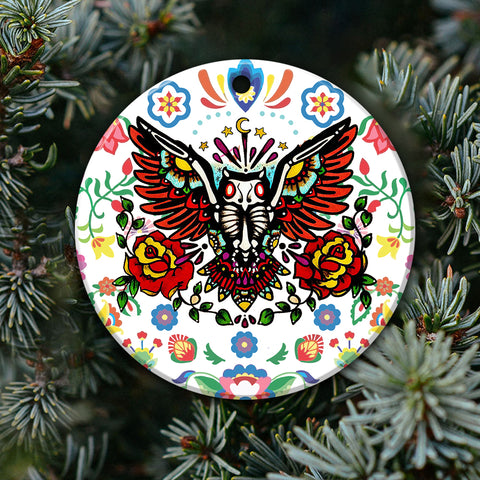 Owl Ornament Day of the Dead Dia de los Muertos Art Print Animal Ornament HN