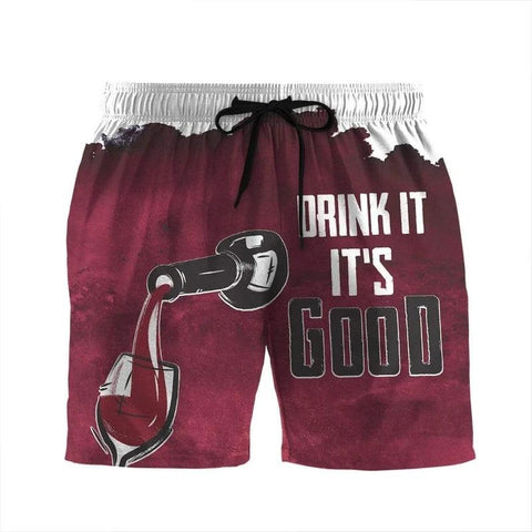 GEARHUMAN 3D DRINK IT ITS GOOD BEACH SHORTS SWIM TRUNKS