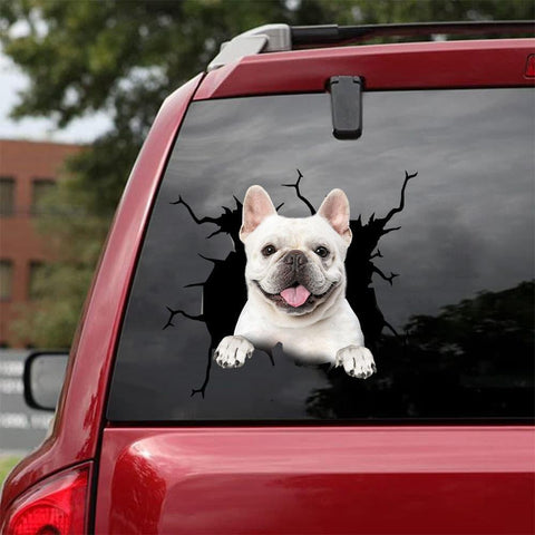 French Bulldog Crack Car Sticker, Toilet Sticker, Fridge Sticker (11)