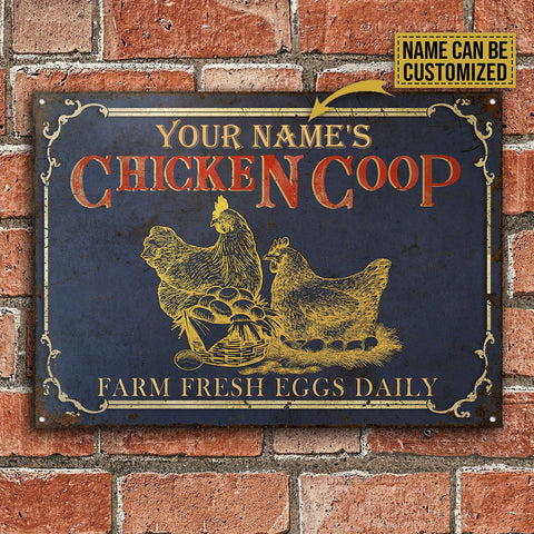 Personalized Chicken Coop Black Farm Fresh Eggs Daily Customized Classic Metal Signs