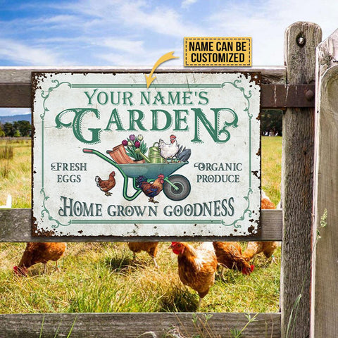 Personalized Garden Chicken Home Grown Customized Classic Metal Signs