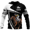 Men Hoodie Black White Personalized Name Horse Racing 3D All Over Printed Unisex Shirts