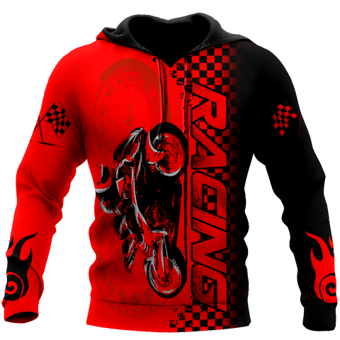 Men Racing Hoodie Red Motorcycle Racing 3D All Over Printed Unisex Shirts Let's Go Racing