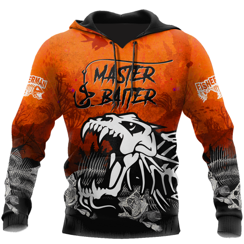 Men Fishing hoodie Master Baiter fishing custom name orange design 3d print shirts