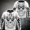 Men Tattoo Hoodie White Premium Tribal Tattoo Fenrir Wolf 3D Printed Unisex Shirts