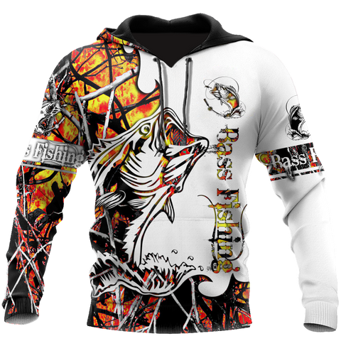 Men Hoodie Bass Fishing Sport Orange Camo tattoo 3D shirts for men and women