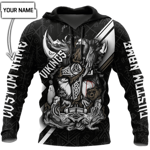 Men Viking Hoodie Customize Name Vikings All Over Printed Unisex Shirts