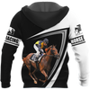 Men Hoodie Black White Personalized Name Horse Racing 3D All Over Printed Unisex Shirts