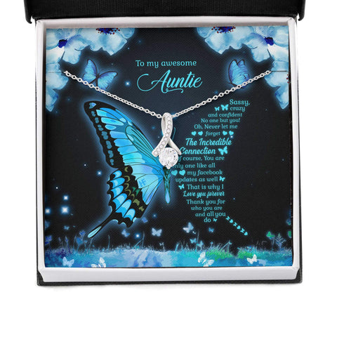 Butterfly Gift for Your Awesome Auntie on Mother's Day Message Card Necklace HN