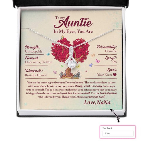 Perfect "Auntie" Characteristics Gift On Mother's Day Custom Message Card Necklace HN