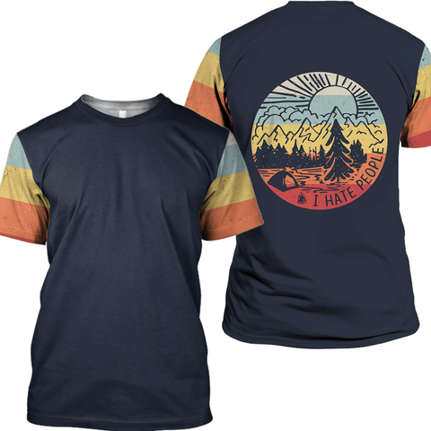 I Hate People Vintage Color Camping 3D All Over Printed Shirt