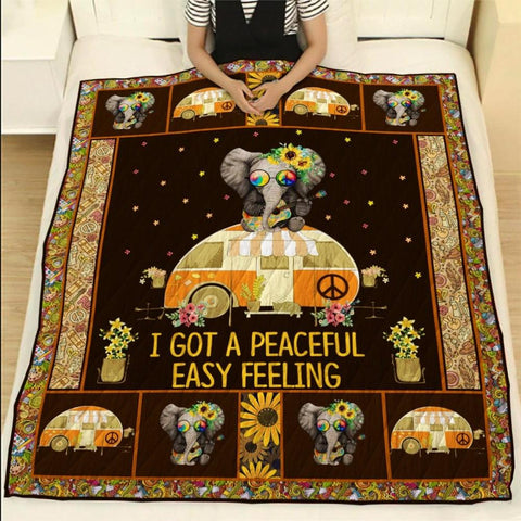 I Got A Peaceful Easy Feeling Camping Hippie Quilt Blanket