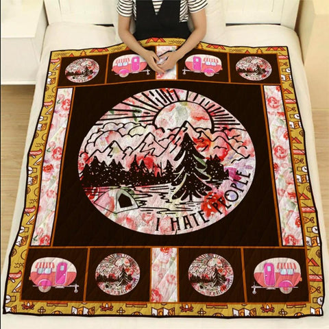 I Hate People Floral Pattern Camping Quilt Blanket