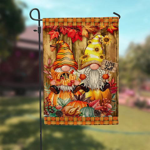 Autumn Gnome Pumpkin Thanksgiving Double Sided Garden Flag For Outdoor Yard Decoration Home Decor ND