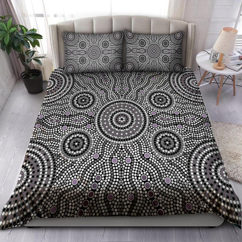 Aboriginal Grey Circle Dots Australia Indigenous Painting Art bedding set