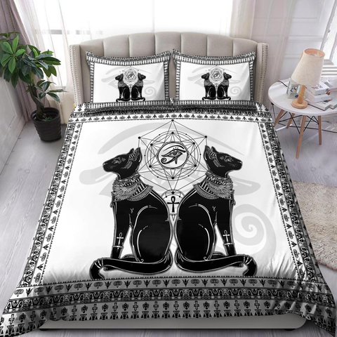 Egypt Bedding Set Couple Cats Ancient Egyptian Mythology Culture Bedding set