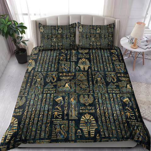 Egypt Bedding Set Egyptian Hieroglyphs And Deities Mythology Culture 3D design Bedding set