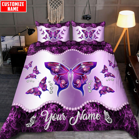 Butterfly Custom Name Bedding Set Butterfly Gifts For Butterfly Lover HT