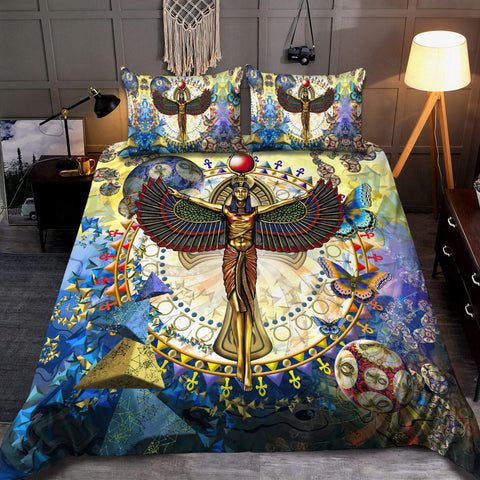 Egypt Bedding Set Hathor Goddess Beautiful Life Ancient Egyptian Bedding Set