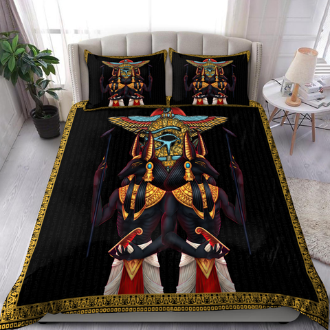 Egypt Bedding Set Anubis Horus eye and egyptian falcon 3D design Bedding set