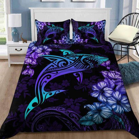 Beautiful Shark hibiscus Hawaii fishing bedding set Pi26062105