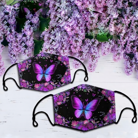 Beautiful Purple Butterfly Cloth Veil Face Mask Memorial Gift TM