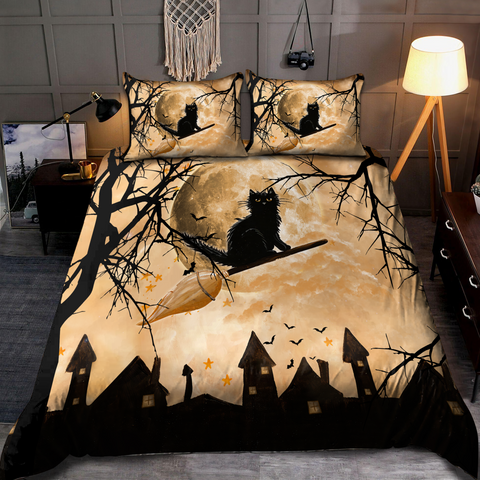 Halloween Bedspread Black Cat Halloween  Set