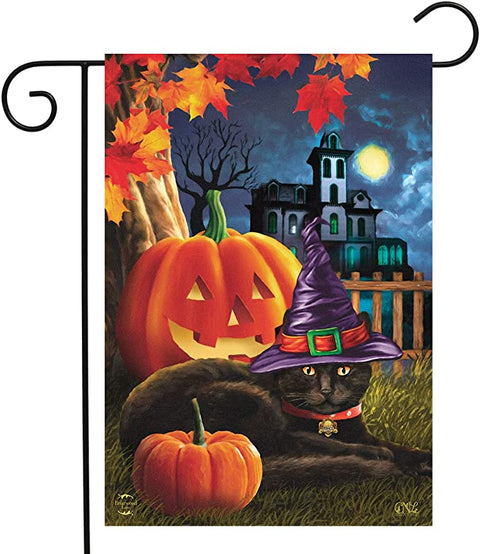 Black Cat Double Sided Halloween Garden Flag For Outdoor Yard Decoration Home Decor ND