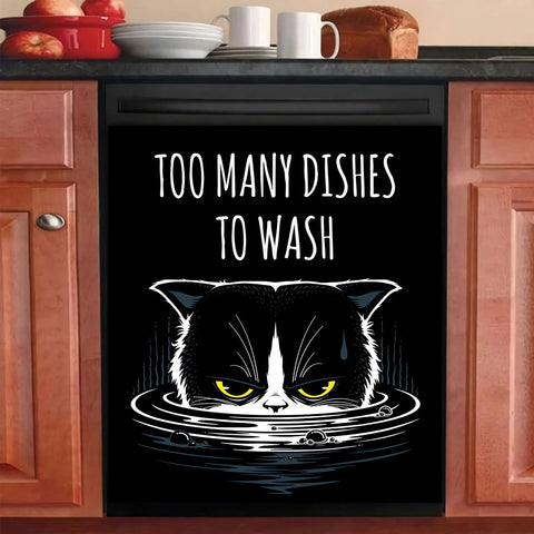 Black Cat Too Many Dishes Too Wash Halloween Kitchen Dishwasher Cover Decor Art Housewarming Gifts Home Decorations ND