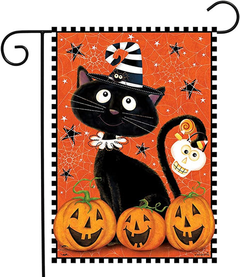 Black Kitty Double Sided Halloween Garden Flag For Outdoor Yard Decoration Home Decor ND