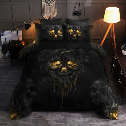 Black Skull Bedding Set Bedspread Duvet Cover Set Home Decor ND