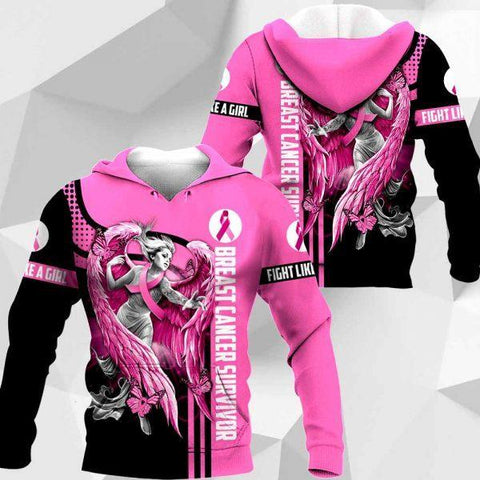 3D Breast Cancer Angel Survivor Hoodie T-Shirt Sweatshirt SU110302