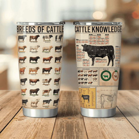 Cattle Knowledge Breeds of Cattle Tumbler Angus Cattle Gifts for Cow Lovers Gift Ideas for Farmers HN