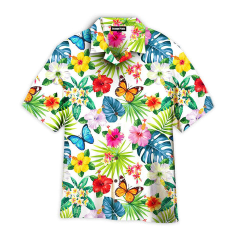 Butterfly Flower Hawaiian Shirt Summer Beach Clothes Outfit For Men Women ND