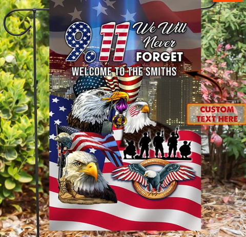 Patriot Flag 9.11 - Patriotism Flag Veteran Day Eagle US Flag - 20th Anniversary Patriot Vertical Flag, Personalized Flag Custom Name