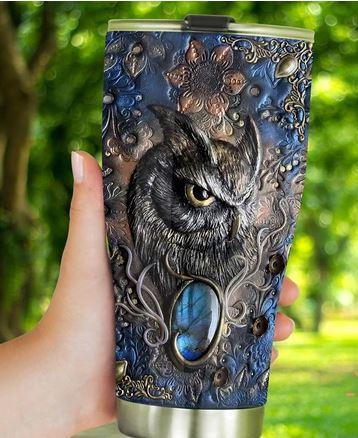 Personalized Owl vs Butterflies Stainless Steel Tumbler, Best gift for friends, gift for him tumbler Size 20 oz