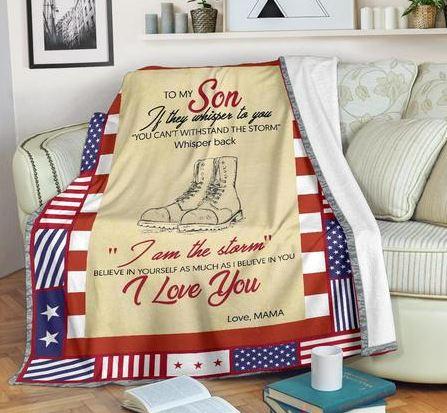 Gift For Veteran Mom Mom to Son Armed Force Veteran Premium Blanket