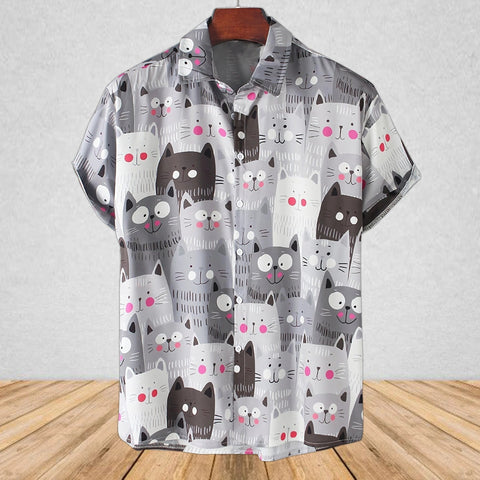 Cartoon Cat Hawaiian Shirt Summer Beach Clothes Outfit For Men Women ND