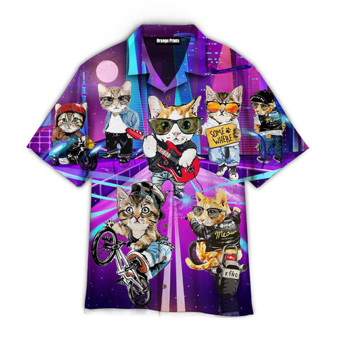 Cat On Street City Hawaiian Shirt Summer Beach Clothes Outfit For Men Women ND
