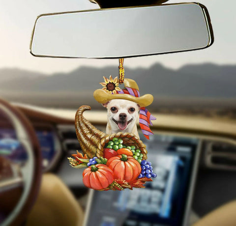 Chihuahua Hello Thanksgiving Car Hanging Ornament , Shih Tzu Hello Thanksgiving Car Hanging Ornament HT