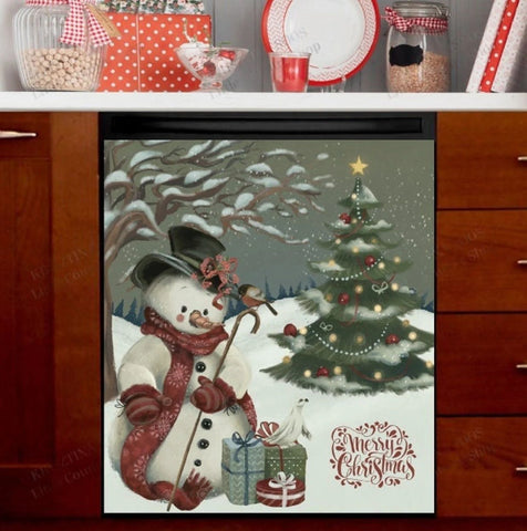 Christmas Kitchen Dishwasher Magnet Cover - Beautiful Christmas Tale with a Snowman HT