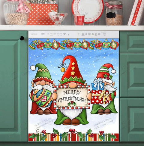Christmas Kitchen Dishwasher Magnet Cover - Cute Christmas Gnomes HT