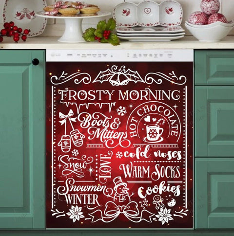 Christmas Kitchen Dishwasher Magnet Cover - Cute Christmas Word Art HT