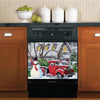 Christmas Kitchen Dishwasher Magnet Cover - Heirloom Red Truck with Snowman HT
